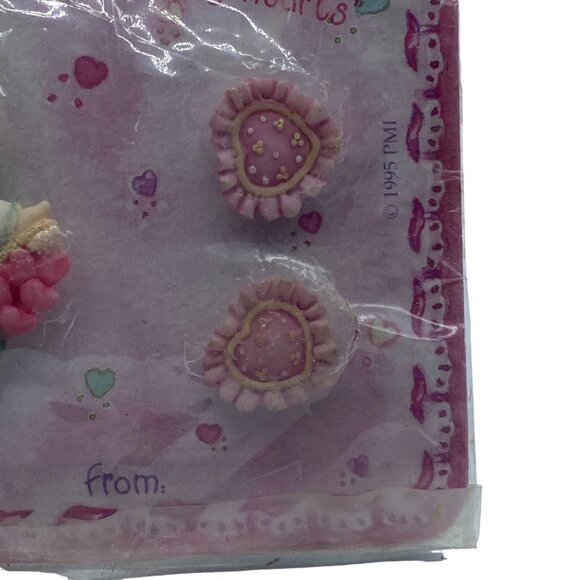 Vtg Precious Moments Brooch Pin Earring Set You Have Touched So Many Hearts NOS - Picture 4 of 7